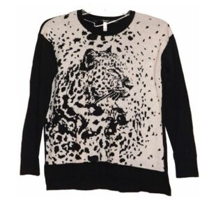 KENSIE Leopard Print Black and Cream Sweater Sz XL